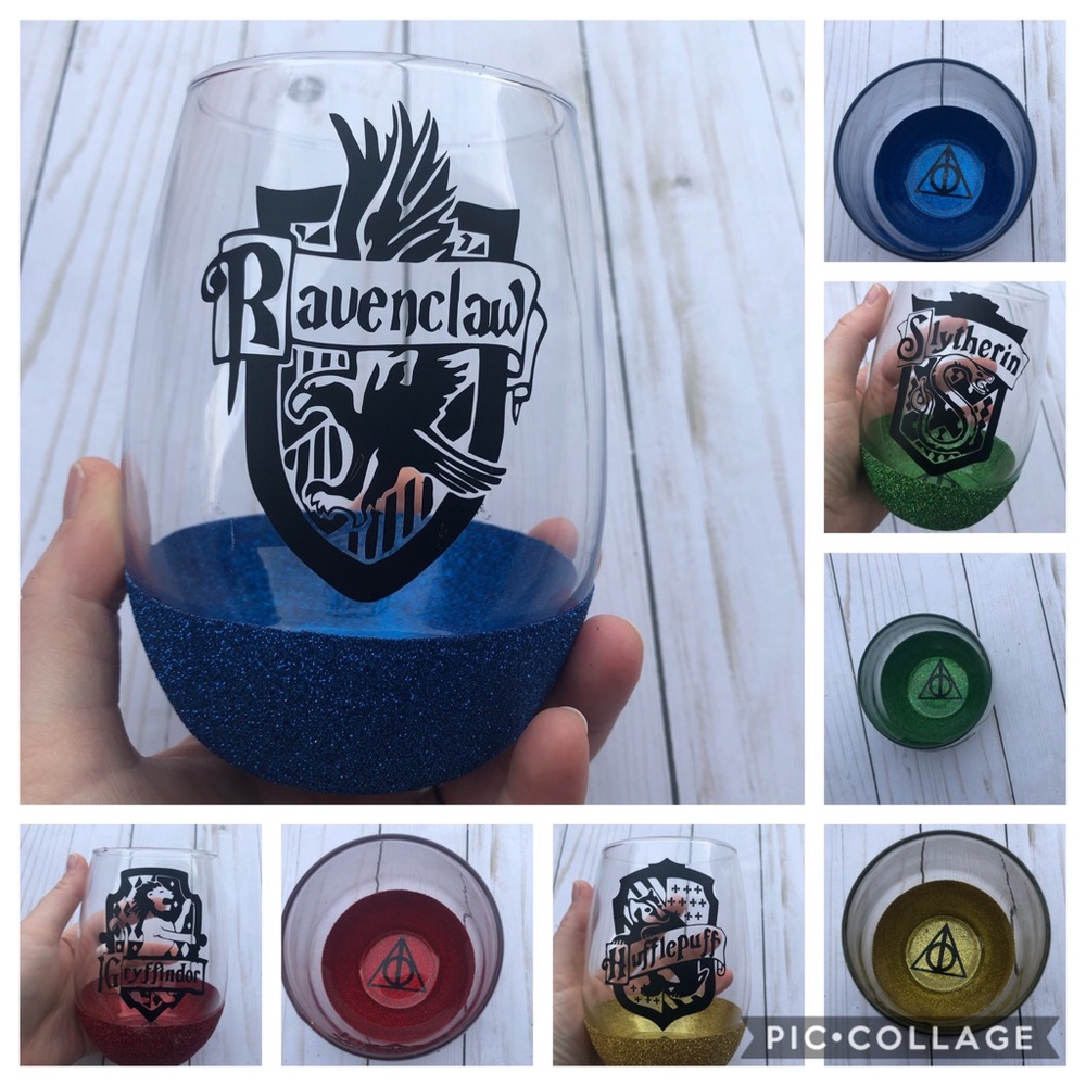 HP School Inspired Peekaboo Wine Glasses
